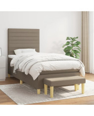 Sommier à lattes de lit avec matelas Taupe 90x200 cm Tissu | Mobilier & Déco