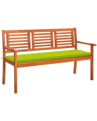 Banc de jardin 3 places avec coussin 150 cm Bois d'eucalyptus | Mobilier & Déco