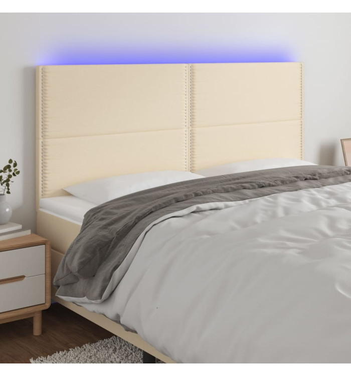 Tête de lit à LED Crème 160x5x118/128 cm Tissu | Mobilier & Déco