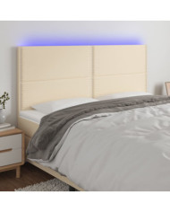 Tête de lit à LED Crème 160x5x118/128 cm Tissu | Mobilier & Déco