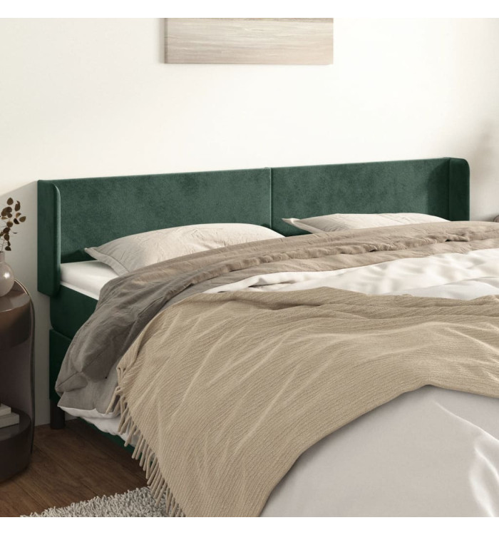 Tête de lit avec oreilles Vert foncé 163x16x78/88 cm Velours | Mobilier & Déco