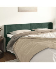 Tête de lit avec oreilles Vert foncé 163x16x78/88 cm Velours | Mobilier & Déco