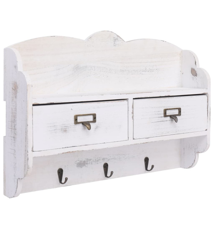 Porte-manteau mural Blanc 50x10x34 cm Bois | Mobilier & Déco