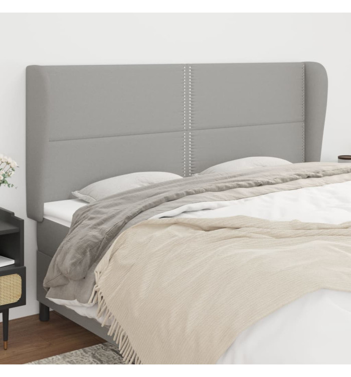 Tête de lit avec oreilles Gris clair 163x23x118/128 cm Tissu | Mobilier & Déco