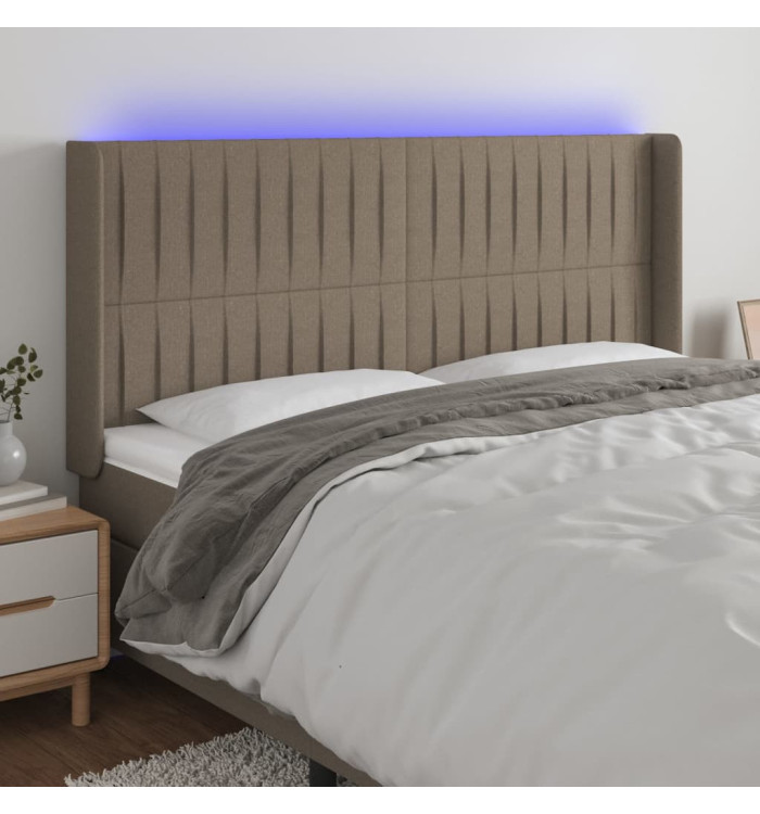 Tête de lit à LED Taupe 203x16x118/128 cm Tissu | Mobilier & Déco