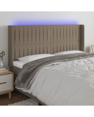 Tête de lit à LED Taupe 203x16x118/128 cm Tissu | Mobilier & Déco