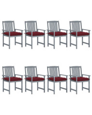Chaises de jardin et coussins lot de 8 Bois acacia solide Gris | Mobilier & Déco