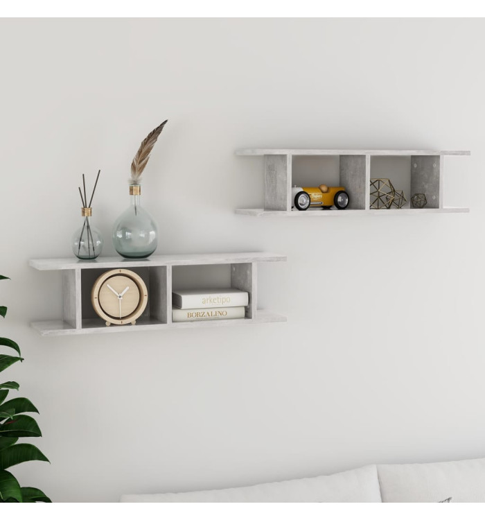 Étagères murales 2 pcs Gris béton 75x18x20 cm bois d'ingénierie | Mobilier & Déco