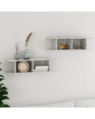 Étagères murales 2 pcs Gris béton 75x18x20 cm bois d'ingénierie | Mobilier & Déco