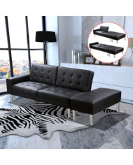 Canapé-lit cuir artificiel noir | Mobilier & Déco