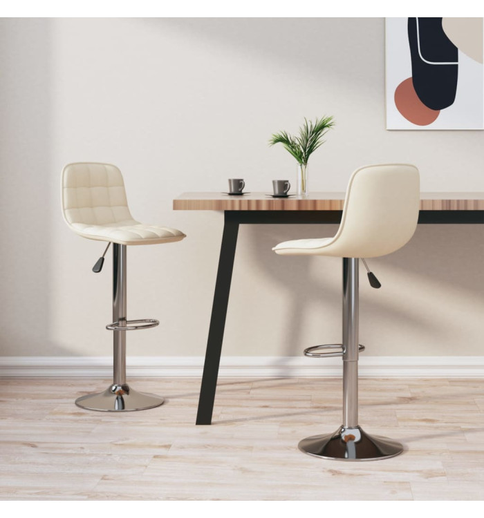 Tabourets de bar lot de 2 crème tissu | Mobilier & Déco