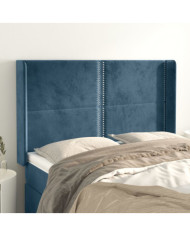 Tête de lit avec oreilles Bleu foncé 147x16x118/128 cm Velours | Mobilier & Déco