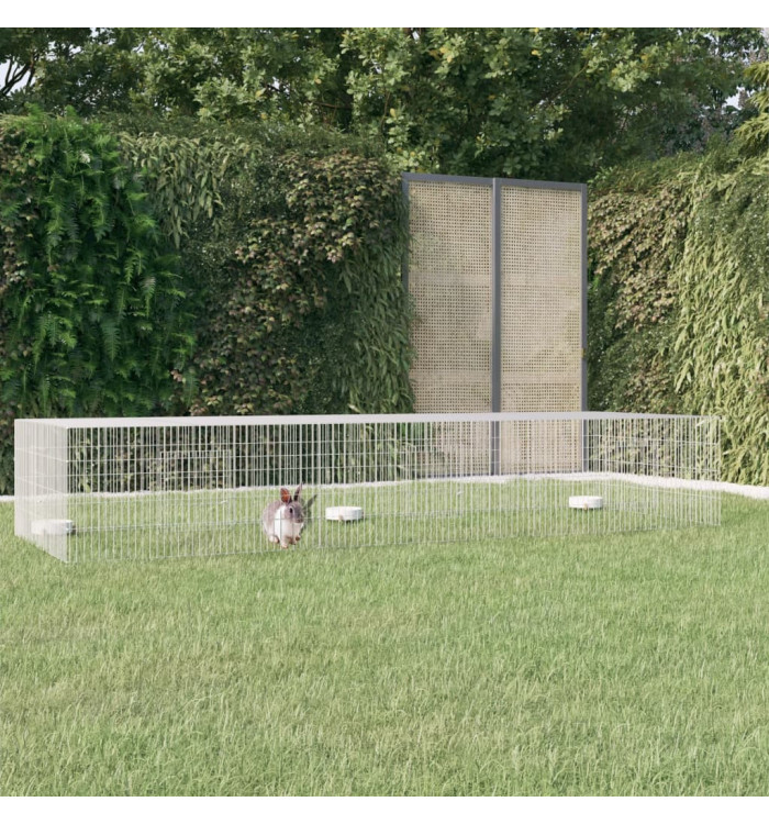 Cage à lapin 3 panneaux 325x109x54 cm Fer galvanisé | Mobilier & Déco