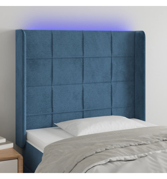 Tête de lit à LED Bleu foncé 83x16x118/128 cm Velours | Mobilier & Déco