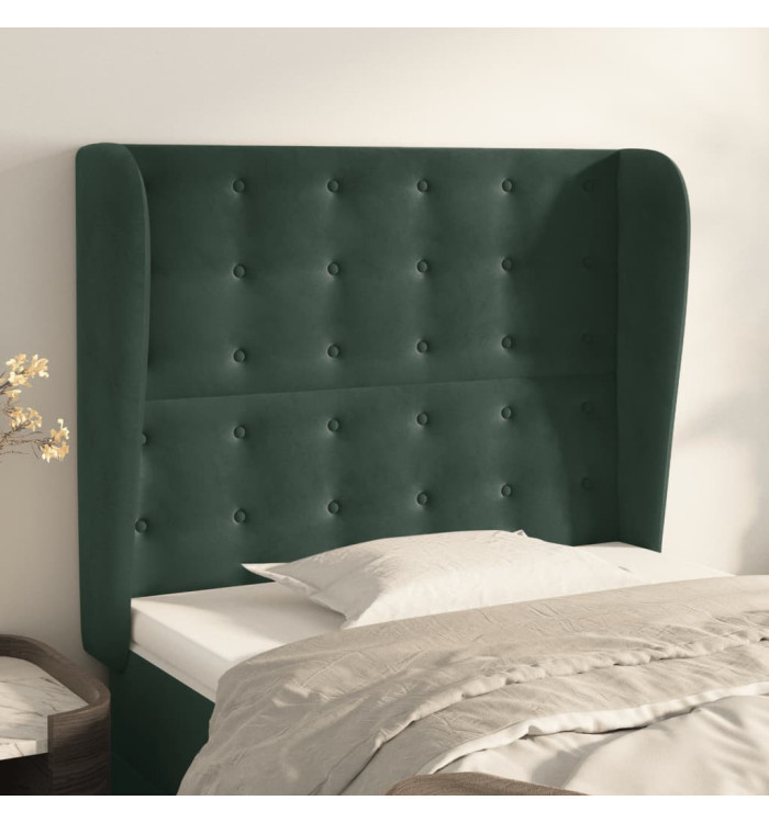 Tête de lit avec oreilles Vert foncé 83x23x118/128 cm Velours | Mobilier & Déco