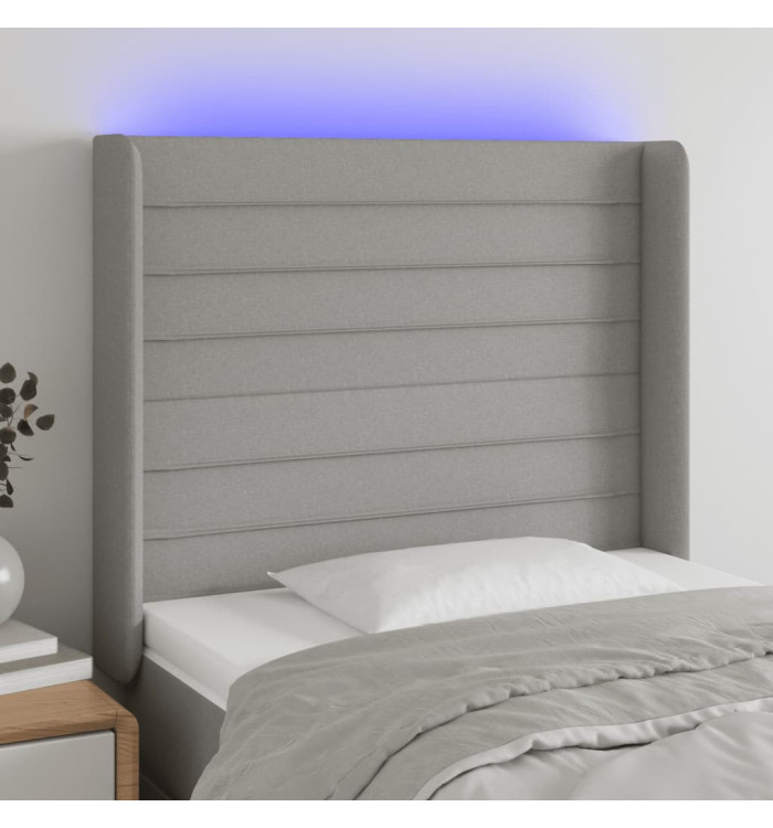 Tête de lit à LED Gris clair 93x16x118/128 cm Tissu | Mobilier & Déco