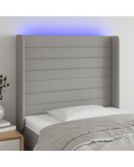 Tête de lit à LED Gris clair 93x16x118/128 cm Tissu | Mobilier & Déco