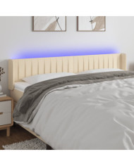 Tête de lit à LED Crème 203x16x78/88 cm Tissu | Mobilier & Déco