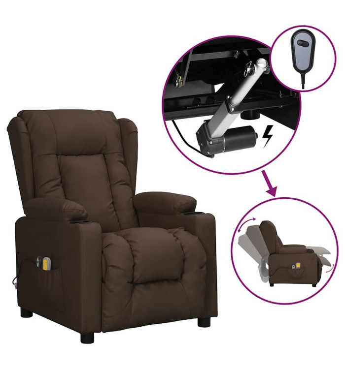 Fauteuil de massage électrique Marron Similicuir | Mobilier & Déco