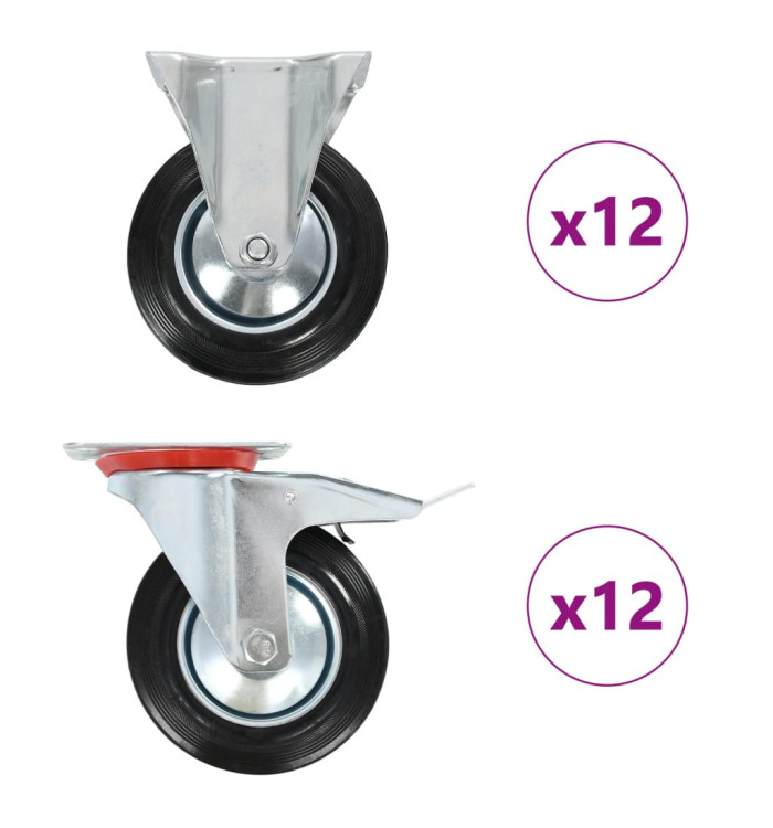 24 pcs Roulettes 160 mm | Mobilier & Déco