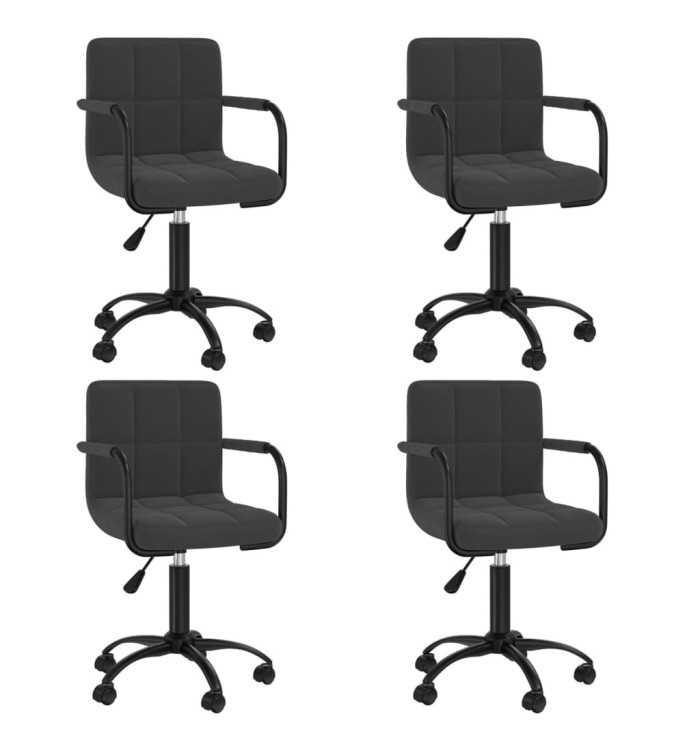 Chaises pivotantes à manger lot de 4 noir velours | Mobilier & Déco