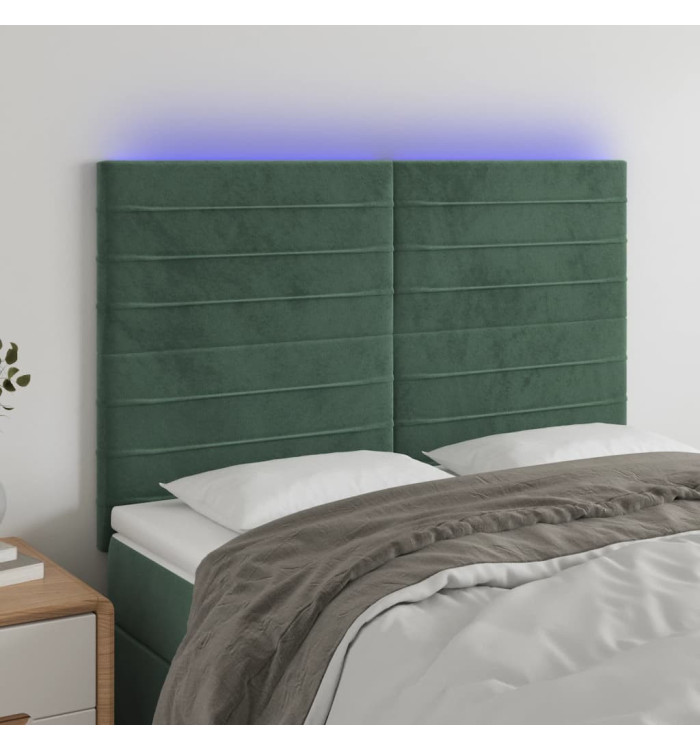 Tête de lit à LED Vert foncé 144x5x118/128 cm Velours | Mobilier & Déco