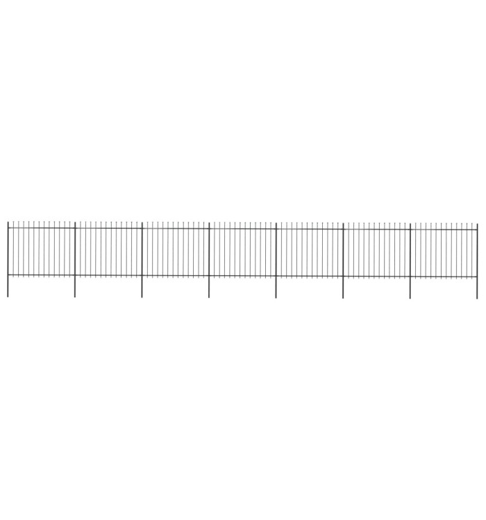 Clôture de jardin avec dessus en lance Acier 11,9 x 1,5 m Noir | Mobilier & Déco