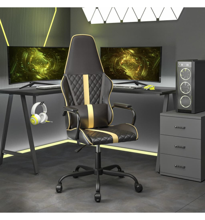 Chaise de jeu Noir et doré Similicuir | Mobilier & Déco