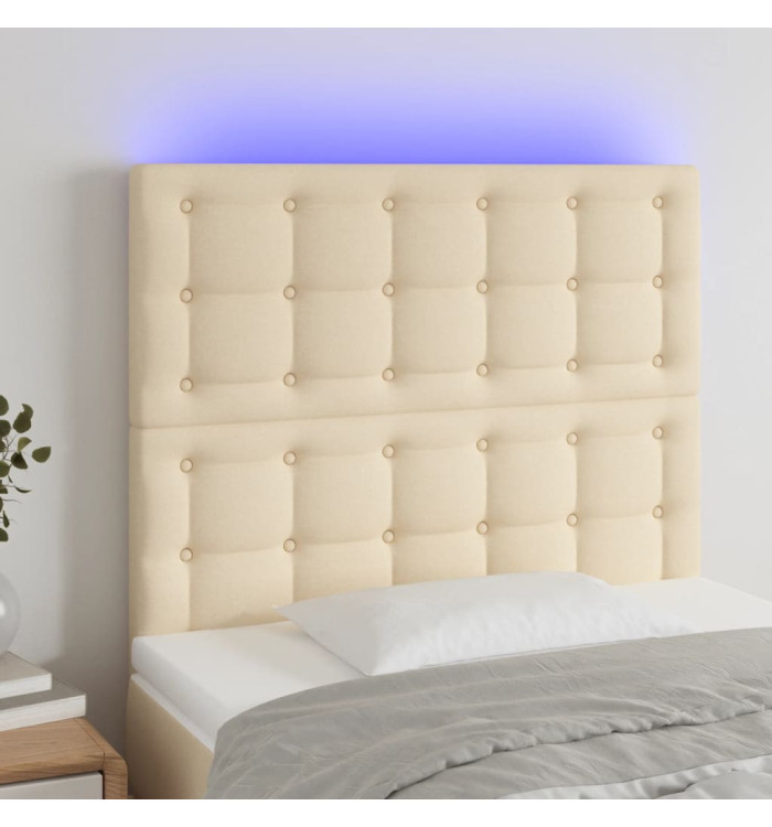 Tête de lit à LED Crème 80x5x118/128 cm Tissu | Mobilier & Déco