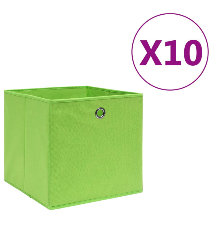 Boîtes de rangement 10 pcs Tissu intissé 28x28x28 cm Vert | Mobilier & Déco