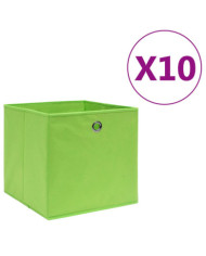 Boîtes de rangement 10 pcs Tissu intissé 28x28x28 cm Vert | Mobilier & Déco