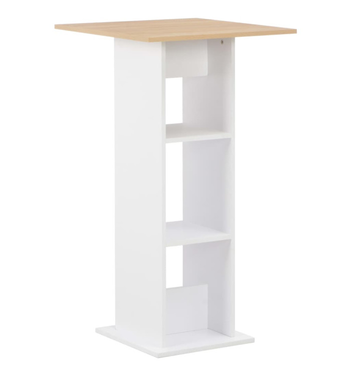 Table de bar Blanc et chêne Sonoma 60x60x110 cm | Mobilier & Déco