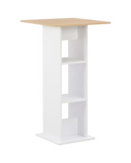 Table de bar Blanc et chêne Sonoma 60x60x110 cm | Mobilier & Déco