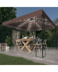 Tonnelle avec guirlande lumineuse à LED 3x3 m Taupe | Mobilier & Déco