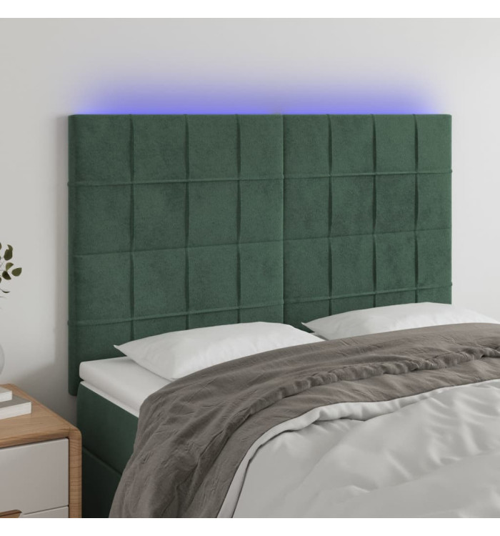 Tête de lit à LED Vert foncé 144x5x118/128 cm Velours | Mobilier & Déco