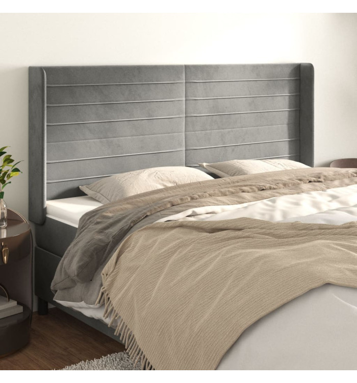 Tête de lit avec oreilles Gris clair 183x16x118/128 cm Velours | Mobilier & Déco