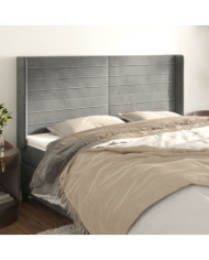 Tête de lit avec oreilles Gris clair 183x16x118/128 cm Velours | Mobilier & Déco
