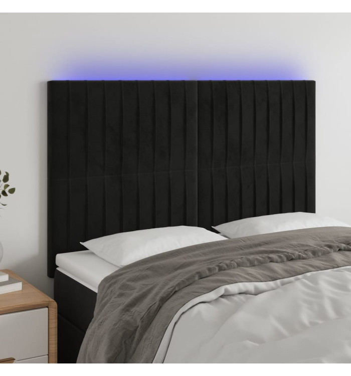 Tête de lit à LED Noir 144x5x118/128 cm Velours | Mobilier & Déco
