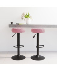 Tabourets de bar lot de 2 rose velours | Mobilier & Déco