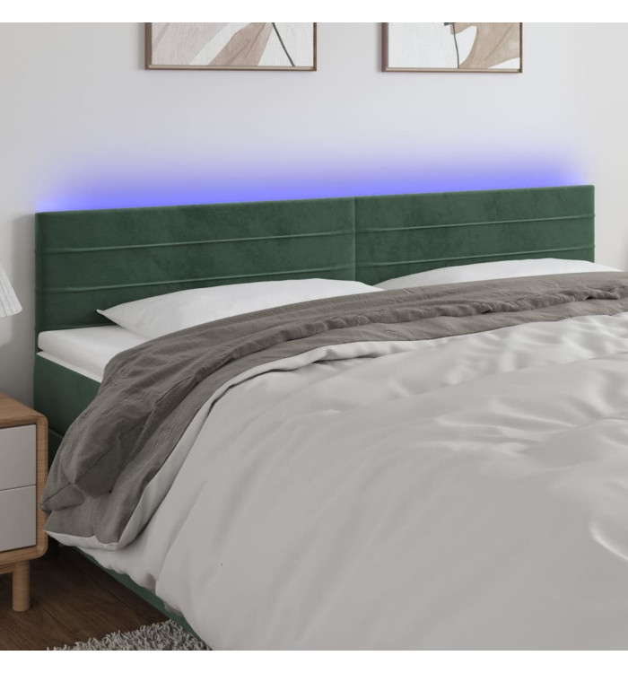 Tête de lit à LED Vert foncé 180x5x78/88 cm Velours | Mobilier & Déco