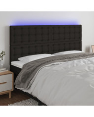 Tête de lit à LED Noir 200x5x118/128 cm Tissu | Mobilier & Déco
