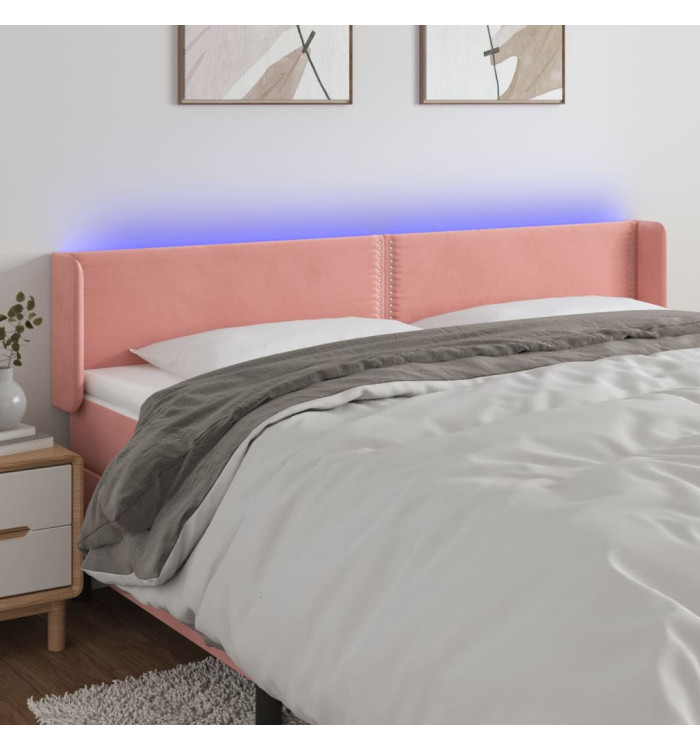 Tête de lit à LED Rose 163x16x78/88 cm Velours | Mobilier & Déco