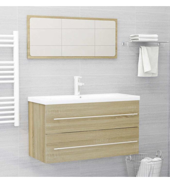 Ensemble de meubles de bain 2 pcs Chêne sonoma Aggloméré | Mobilier & Déco
