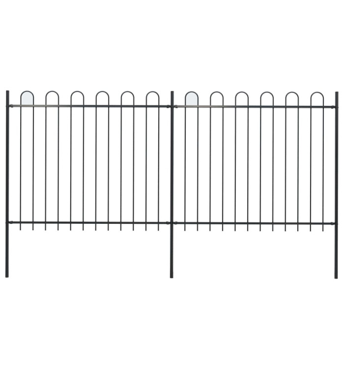 Clôture de jardin avec dessus en cerceau Acier 3,4 x 1,5 m Noir | Mobilier & Déco