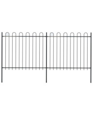 Clôture de jardin avec dessus en cerceau Acier 3,4 x 1,5 m Noir | Mobilier & Déco