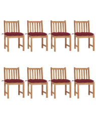 Chaises de jardin lot de 8 avec coussins Bois de teck massif | Mobilier & Déco