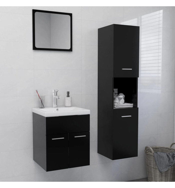 Ensemble de meubles de salle de bain Noir Aggloméré | Mobilier & Déco