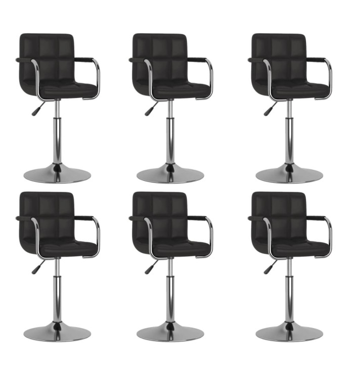 Chaises pivotantes à manger lot de 6 noir similicuir | Mobilier & Déco