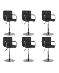 Chaises pivotantes à manger lot de 6 noir similicuir | Mobilier & Déco