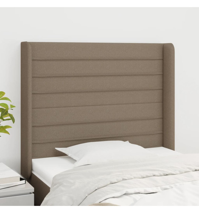 Tête de lit avec oreilles Taupe 103x16x118/128 cm Tissu | Mobilier & Déco
